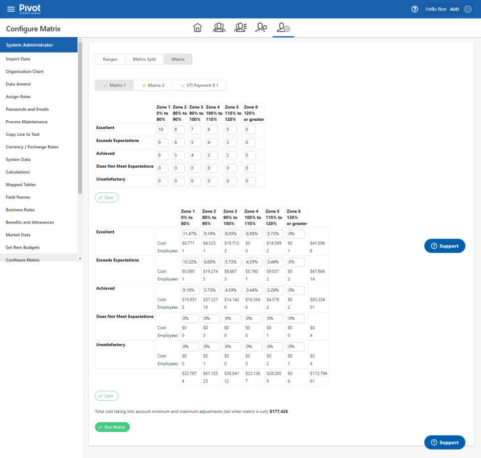 screenshot of Remuneration Ally